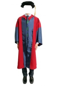 網上訂購香港大學哲學博士（PhD）和法學博士（SJD）畢業袍 黑色天鵝絨帽子 畢業袍製衣廠DA249